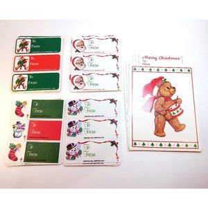 32 Vintage 80s Christmas Gift Tags Jeanmarie ALA Charity Teddy Bear Santa Winter